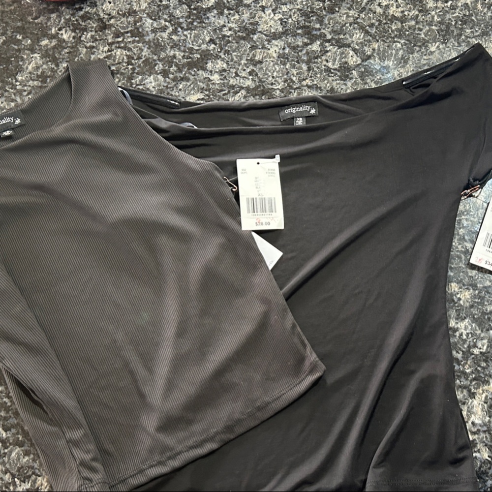 Black Women's Tops - Ribbed Tank & Short Sleeve Tee